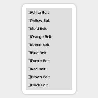 Martial arts belt checklist Magnet